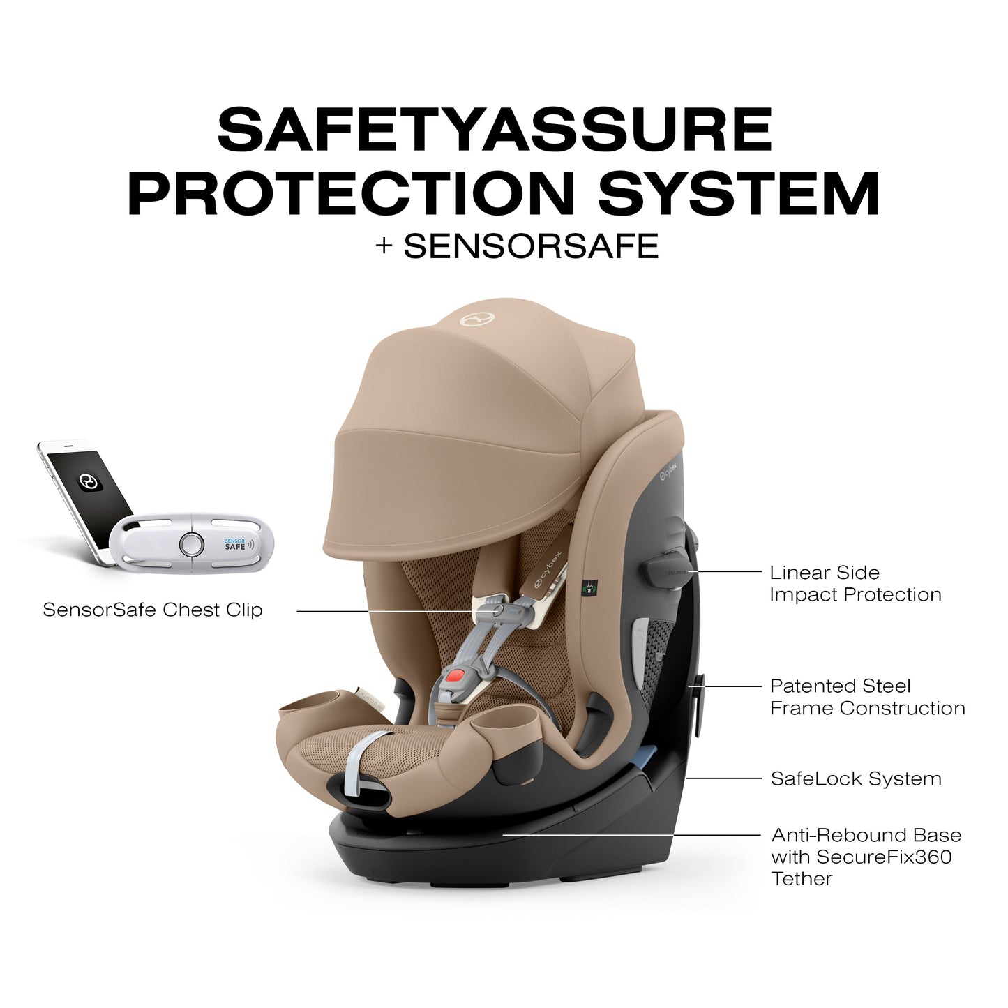 cybex sensor safe car seat Cybex Callisto G 360 Rotating All-in-One Car Seat Moon Black
