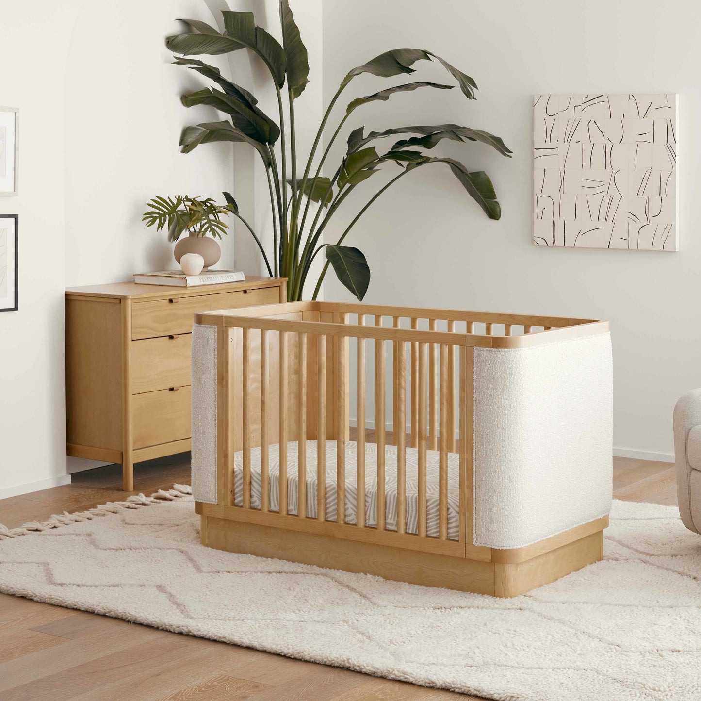 Babyletto Cribs Honey with Ivory Boucle Babyletto Bondi Boucle 4-in-1 Convertible Crib