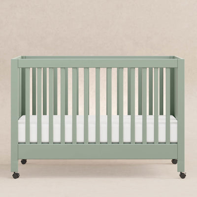 Babyletto Cribs Light Sage Babyletto Maki Portable Folding Crib with Toddler Bed Conversion Kit