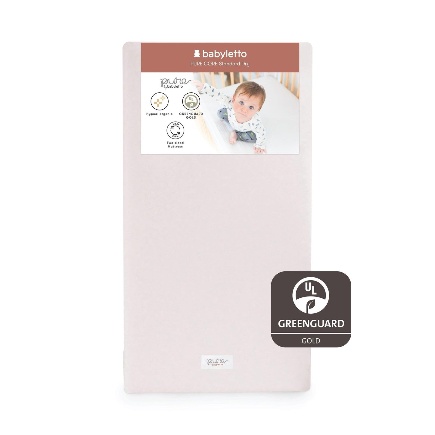 Babyletto Mattresses White Babyletto Pure Core Crib Mattress w/ Dry Waterproof Cover (2-Stage)