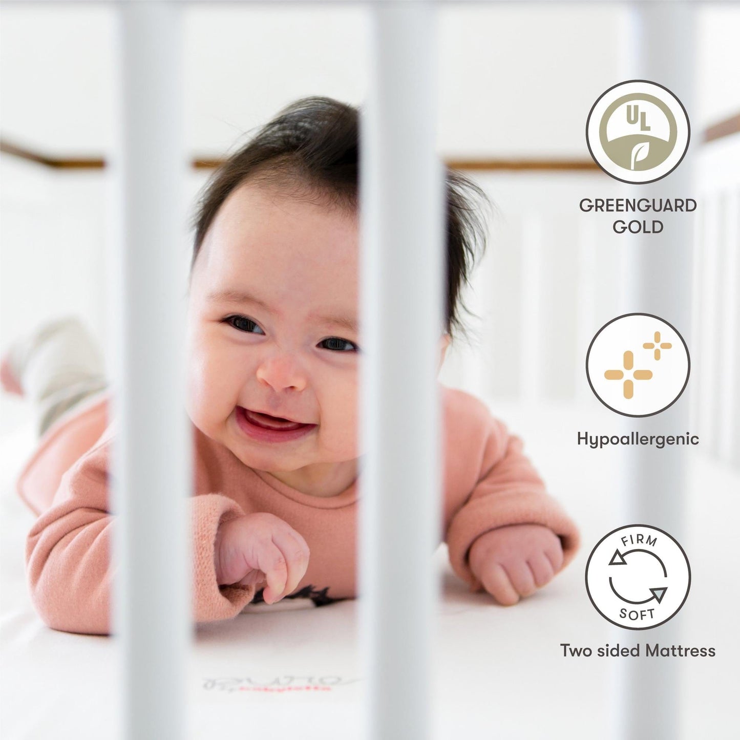 Babyletto Mattresses White Babyletto Pure Core Crib Mattress w/ Dry Waterproof Cover (2-Stage)