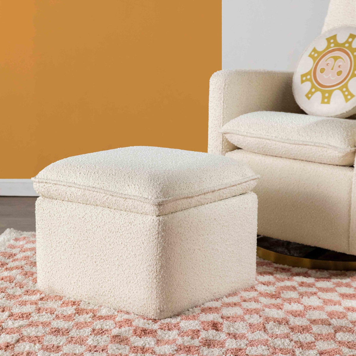 Babyletto Ottomans Ivory Boucle Babyletto Cali Storage Ottoman in Boucle