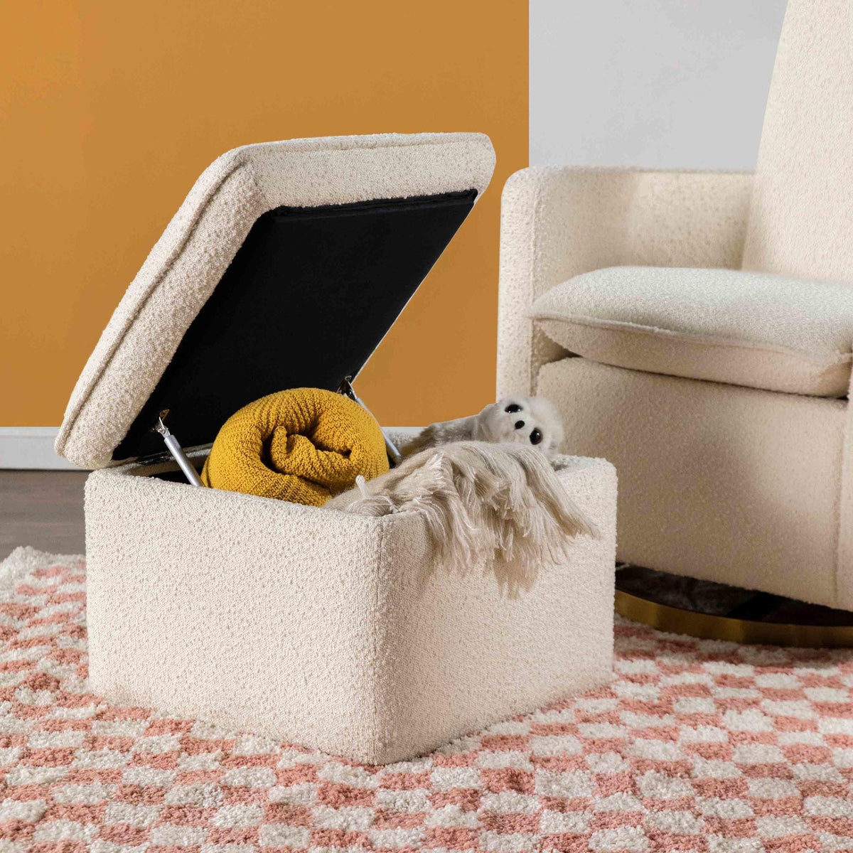 Babyletto Ottomans Ivory Boucle Babyletto Cali Storage Ottoman in Boucle