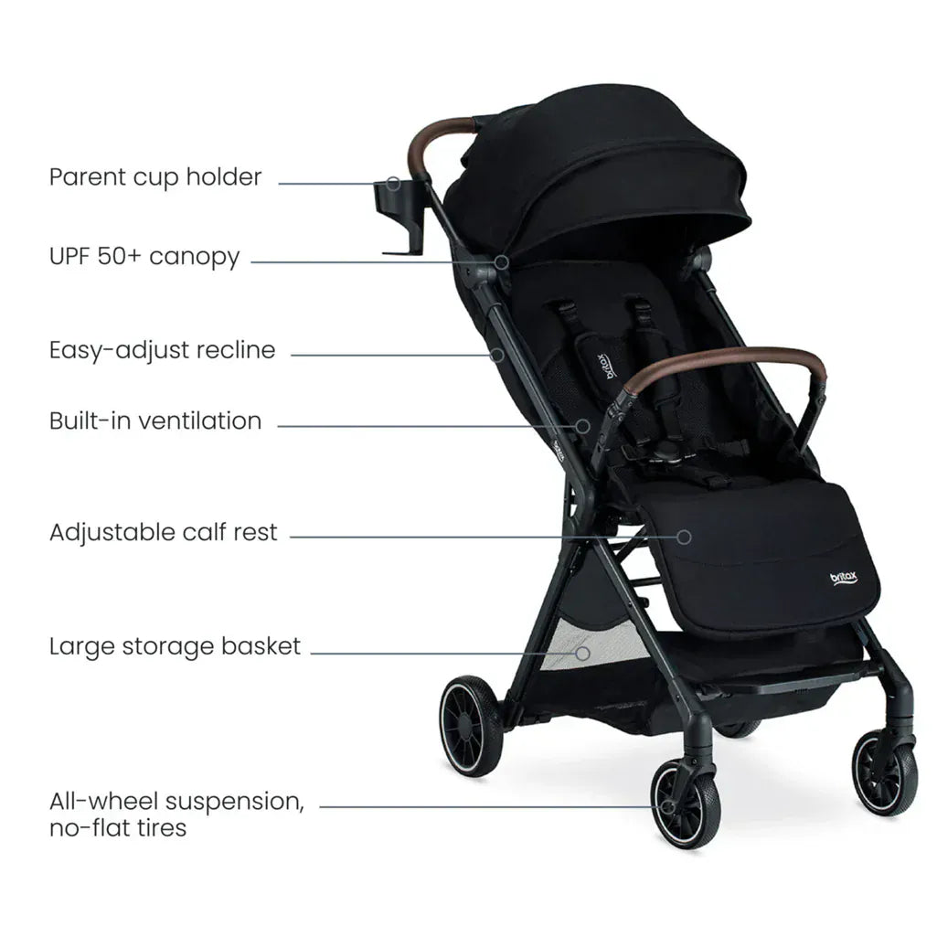 Britax Strollers - Lightweight/Travel Raven Black Britax Juniper Compact Stroller