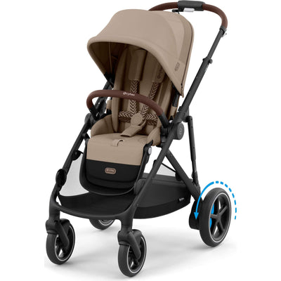 Cybex Strollers - Double Black Frame with Almond Beige Seat Cybex e-Gazelle S Electronic Assist Single-to-Double Stroller