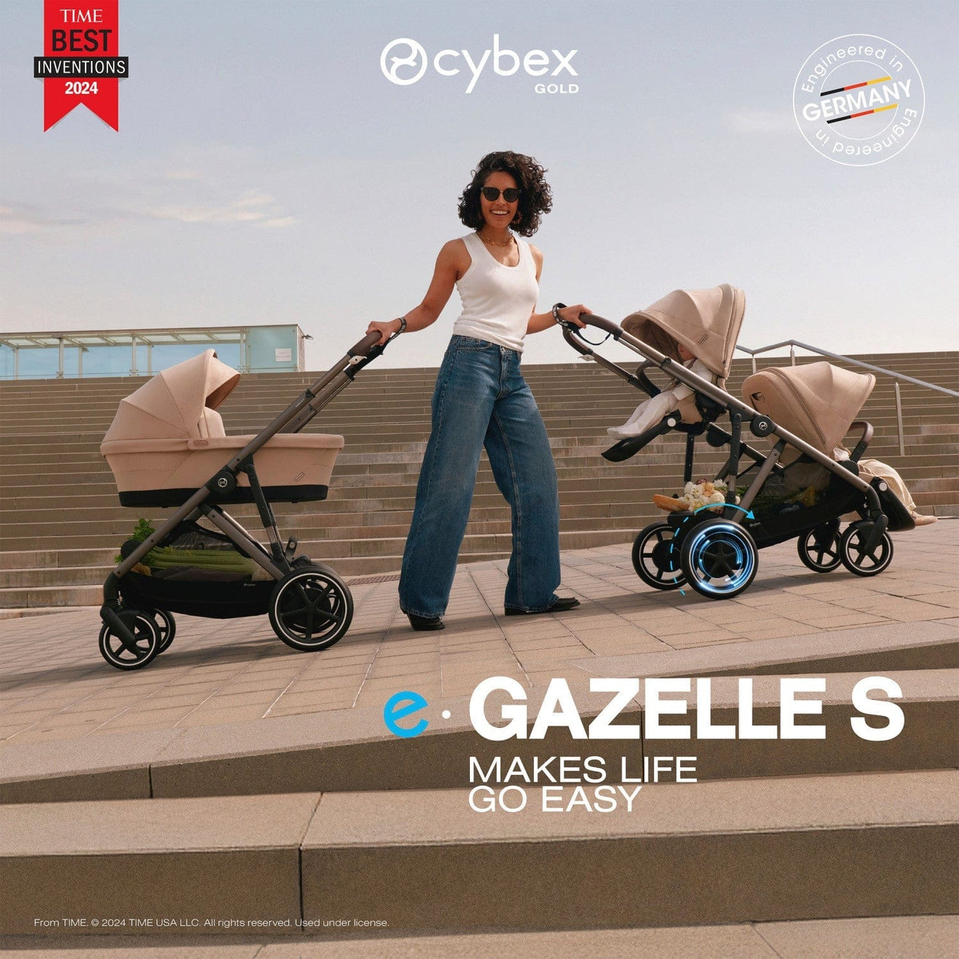 Cybex Strollers - Double Cybex e-Gazelle S Electronic Assist Single-to-Double Stroller