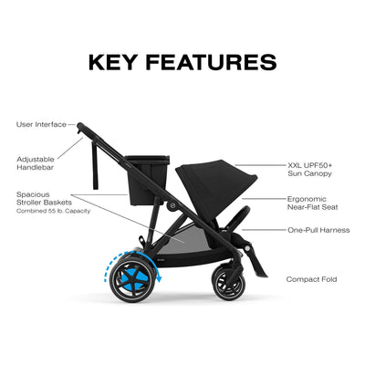 Cybex Strollers - Double Cybex e-Gazelle S Electronic Assist Single-to-Double Stroller