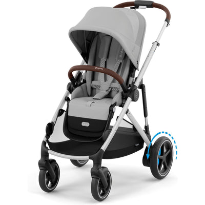 Cybex Strollers - Double Silver Frame with Stone Grey Seat Cybex e-Gazelle S Electronic Assist Single-to-Double Stroller