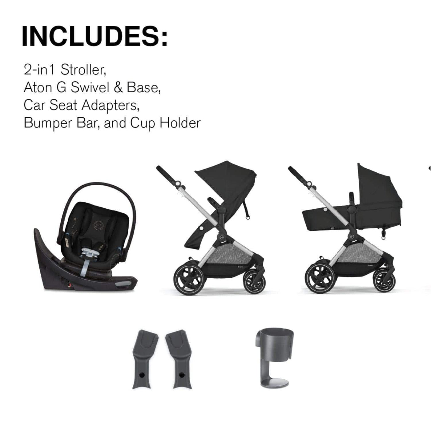 Cybex Strollers - Travel Systems Cybex EOS Stroller + Aton G Swivel Infant Car Seat with Sensorsafe Travel System
