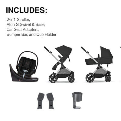 Cybex Strollers - Travel Systems Cybex EOS Stroller + Aton G Swivel Infant Car Seat with Sensorsafe Travel System