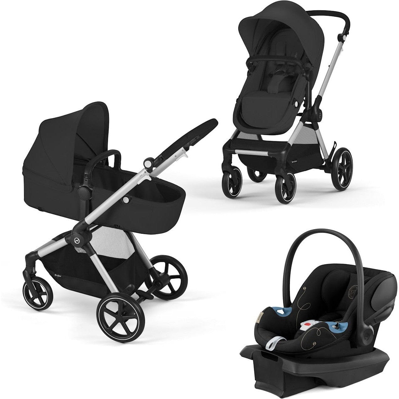 Cybex Strollers - Travel Systems Silver Frame/Moon Black Cybex EOS Stroller + Aton G Infant Car Seat Travel System