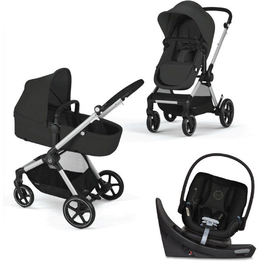 Cybex Strollers - Travel Systems Silver Frame/Moon Black Cybex EOS Stroller + Aton G Swivel Infant Car Seat with Sensorsafe Travel System