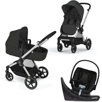 Cybex Strollers - Travel Systems Silver Frame/Moon Black Cybex EOS Stroller + Aton G Swivel Infant Car Seat with Sensorsafe Travel System