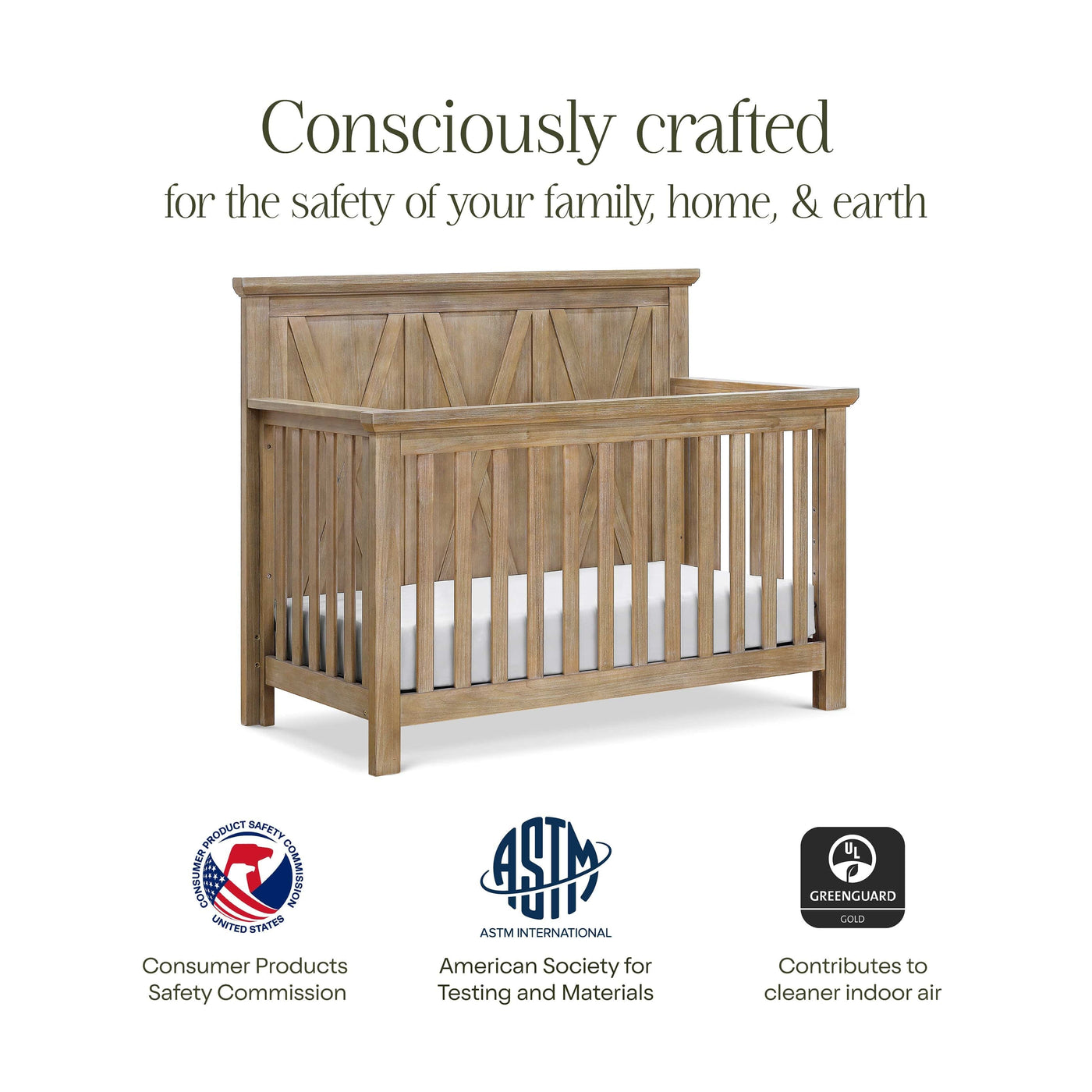 Namesake Cribs Monogram by Namesake Emory Farmhouse 4-in-1 Convertible Crib