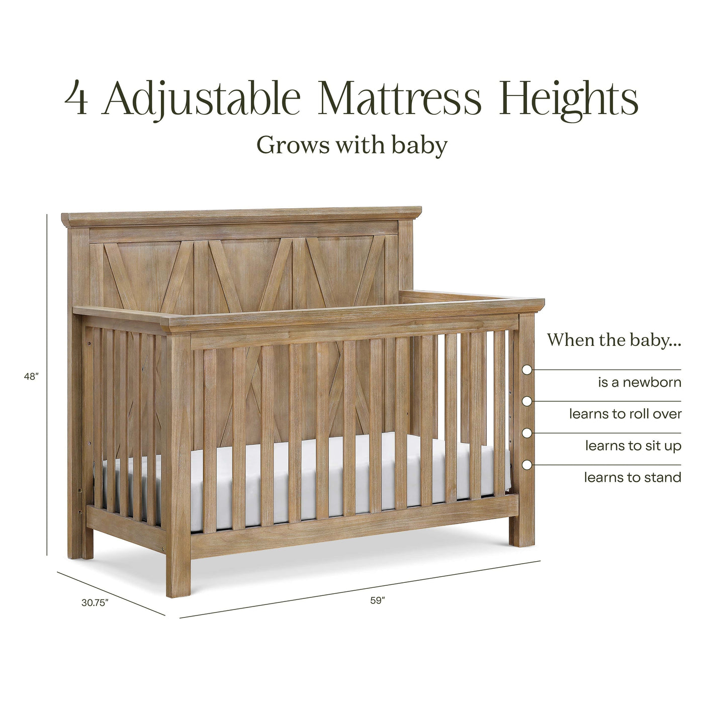 Namesake Cribs Monogram by Namesake Emory Farmhouse 4-in-1 Convertible Crib