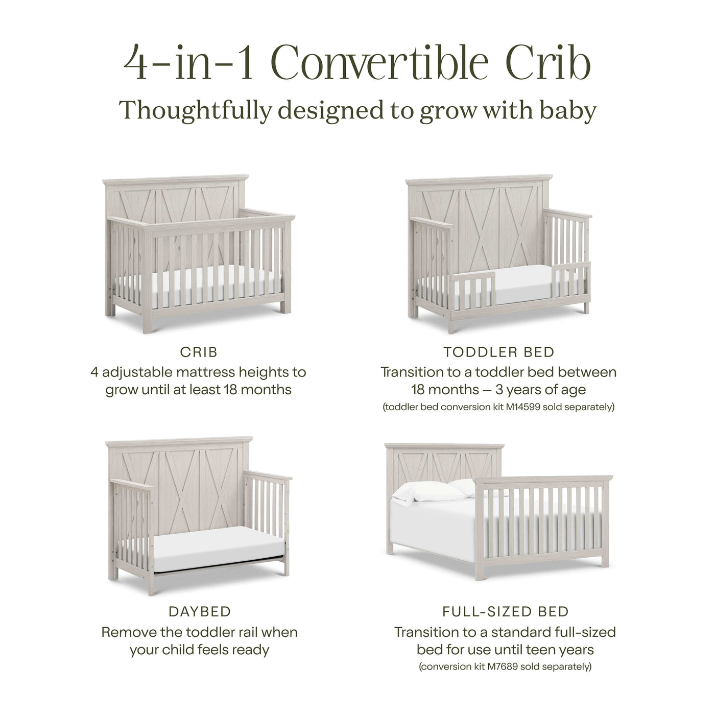 Namesake Cribs Monogram by Namesake Emory Farmhouse 4-in-1 Convertible Crib