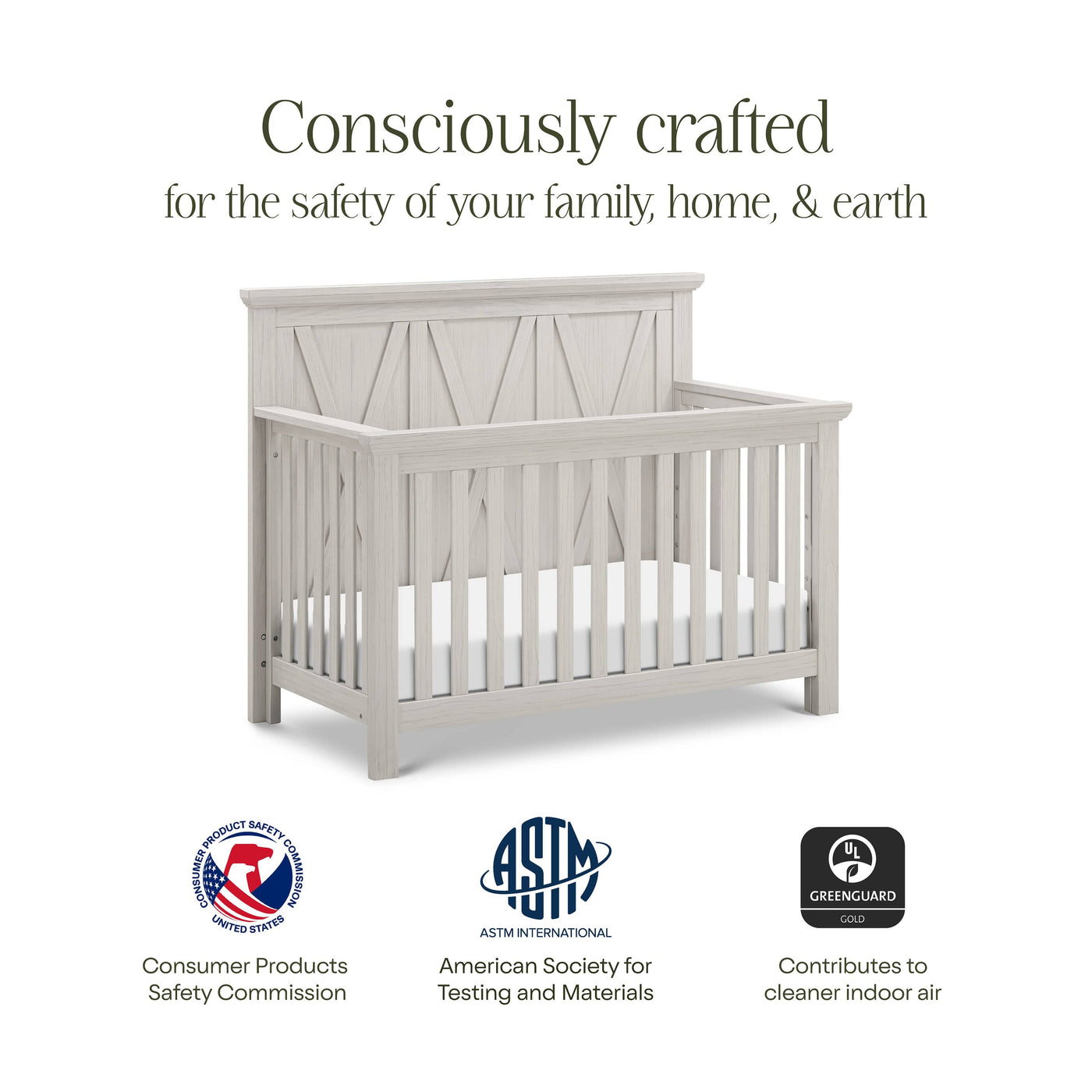 Namesake Cribs Monogram by Namesake Emory Farmhouse 4-in-1 Convertible Crib