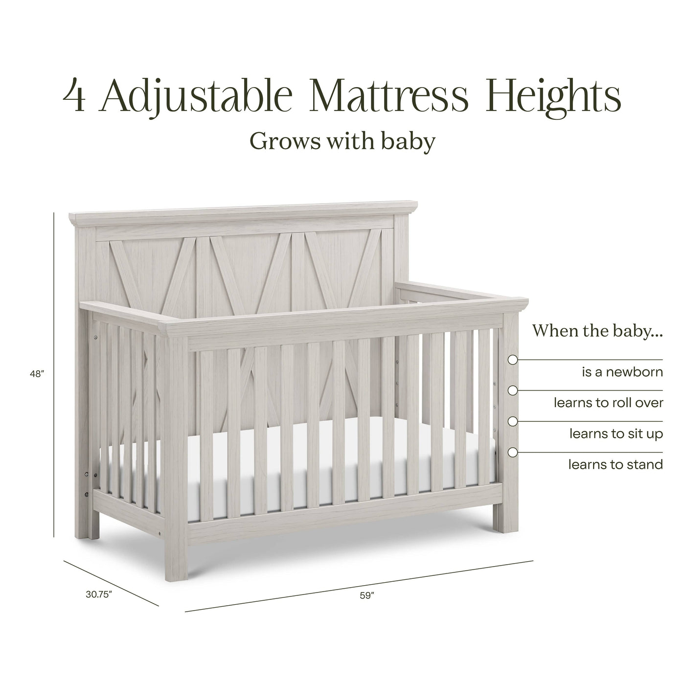 Namesake Cribs Monogram by Namesake Emory Farmhouse 4-in-1 Convertible Crib