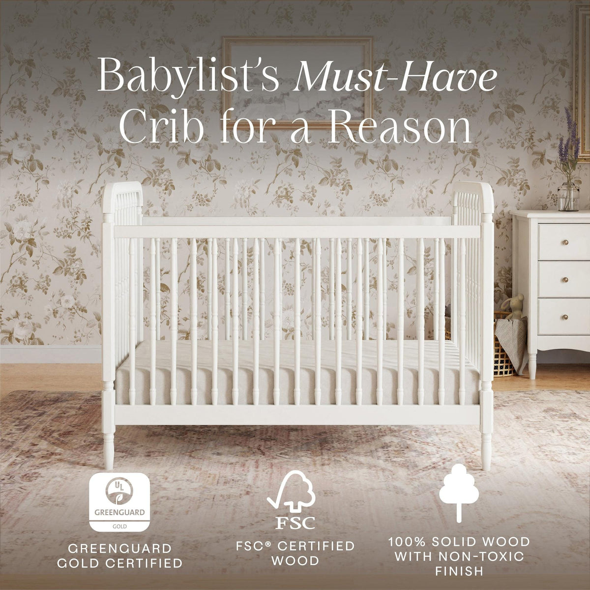 Namesake Cribs Namesake Liberty 3-in-1 Convertible Spindle Crib with Toddler Bed Conversion Kit