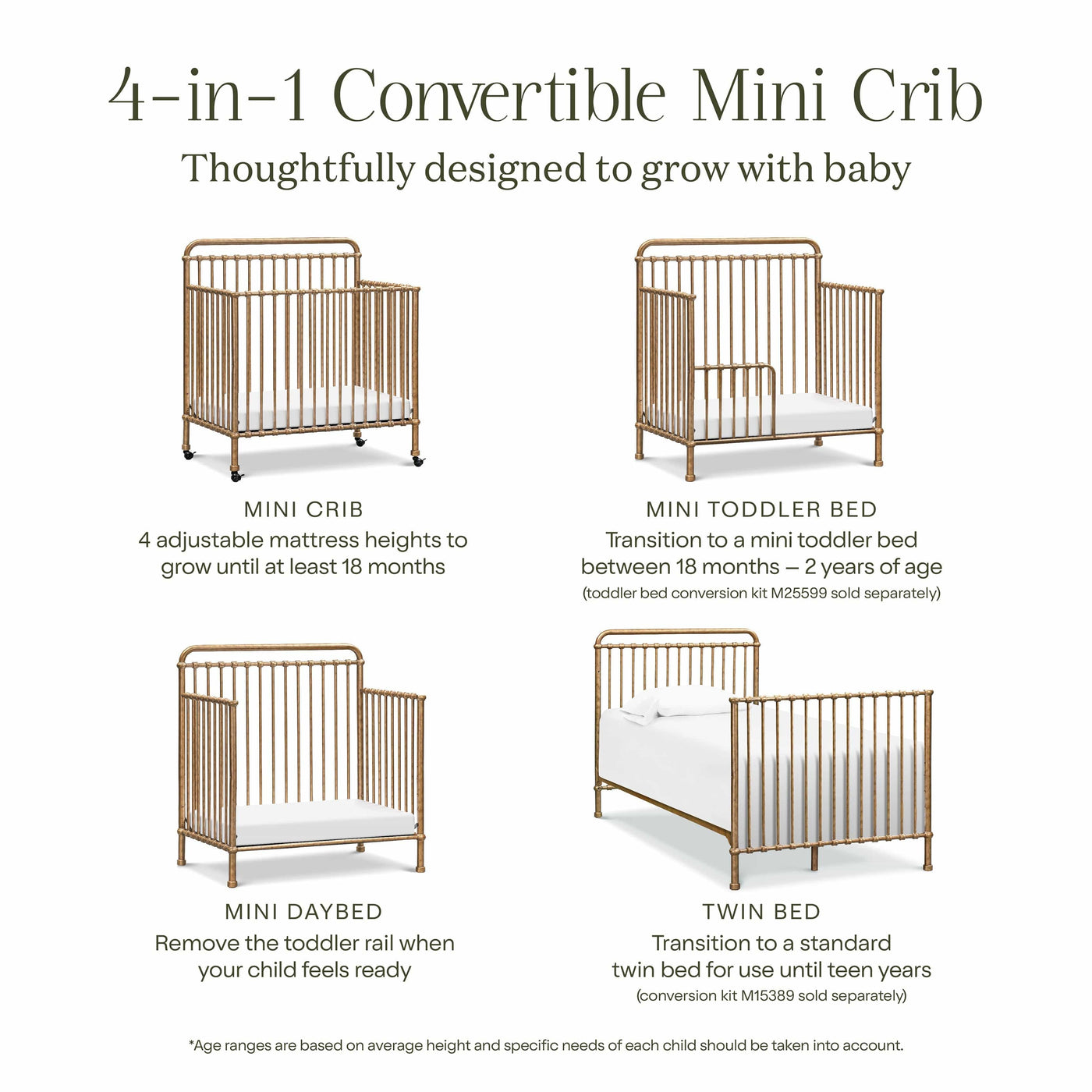 Namesake Cribs Namesake Winston 4-in-1 Convertible Mini Crib