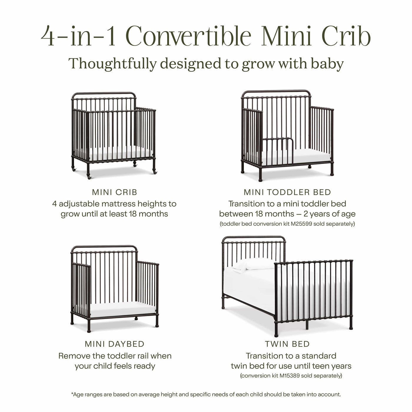 Namesake Cribs Namesake Winston 4-in-1 Convertible Mini Crib