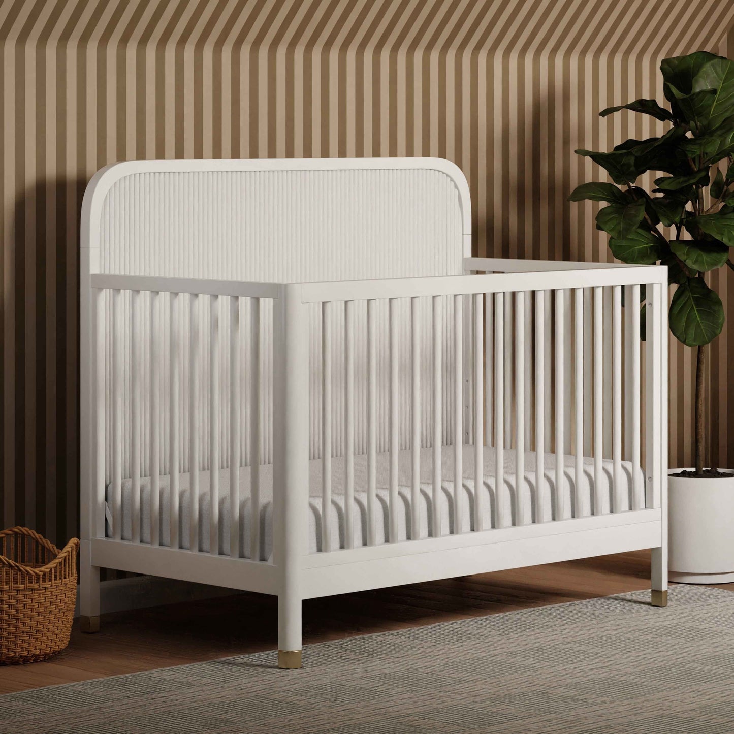 Namesake Cribs Warm White Namesake Brimsley Tambour 4-in-1 Convertible Crib