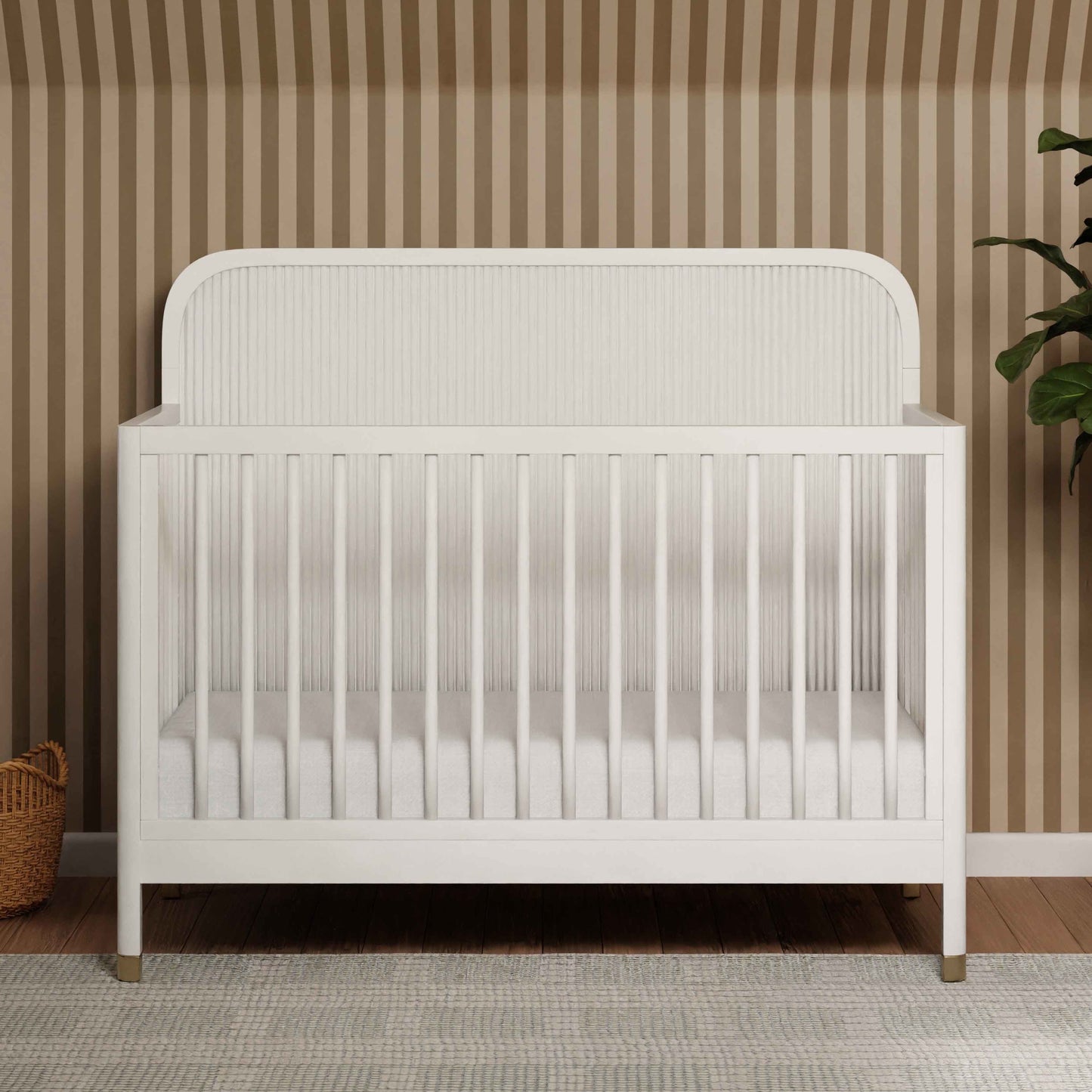 Namesake Cribs Warm White Namesake Brimsley Tambour 4-in-1 Convertible Crib