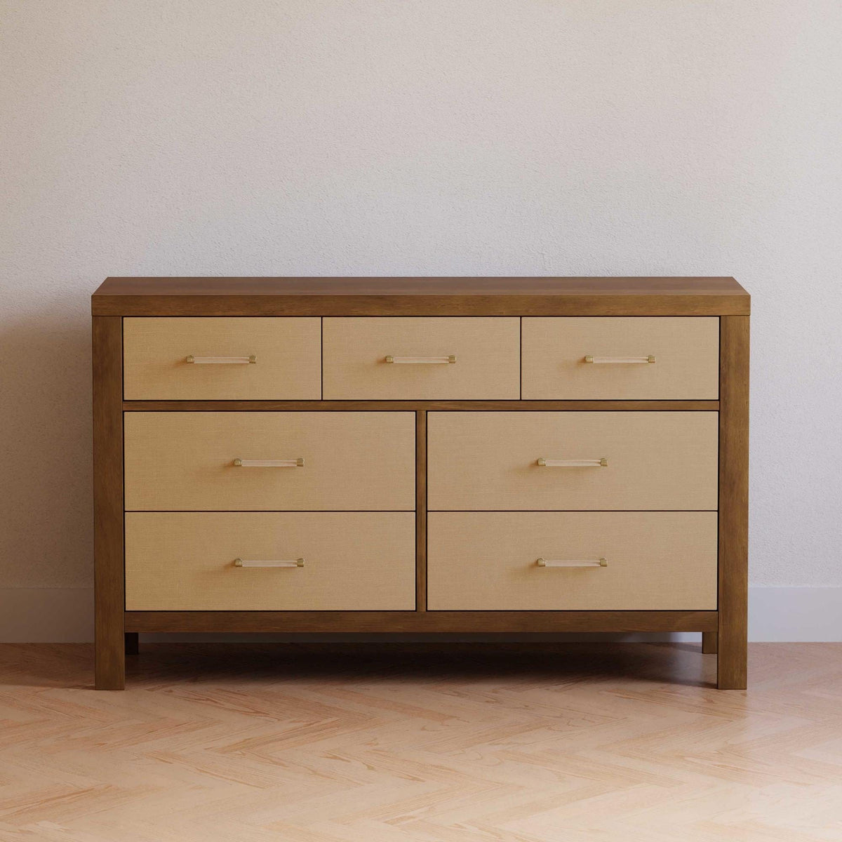 Namesake Dressers Natural Walnut & Performance Sand Eco-Weave Namesake Eloise 7-Drawer Dresser