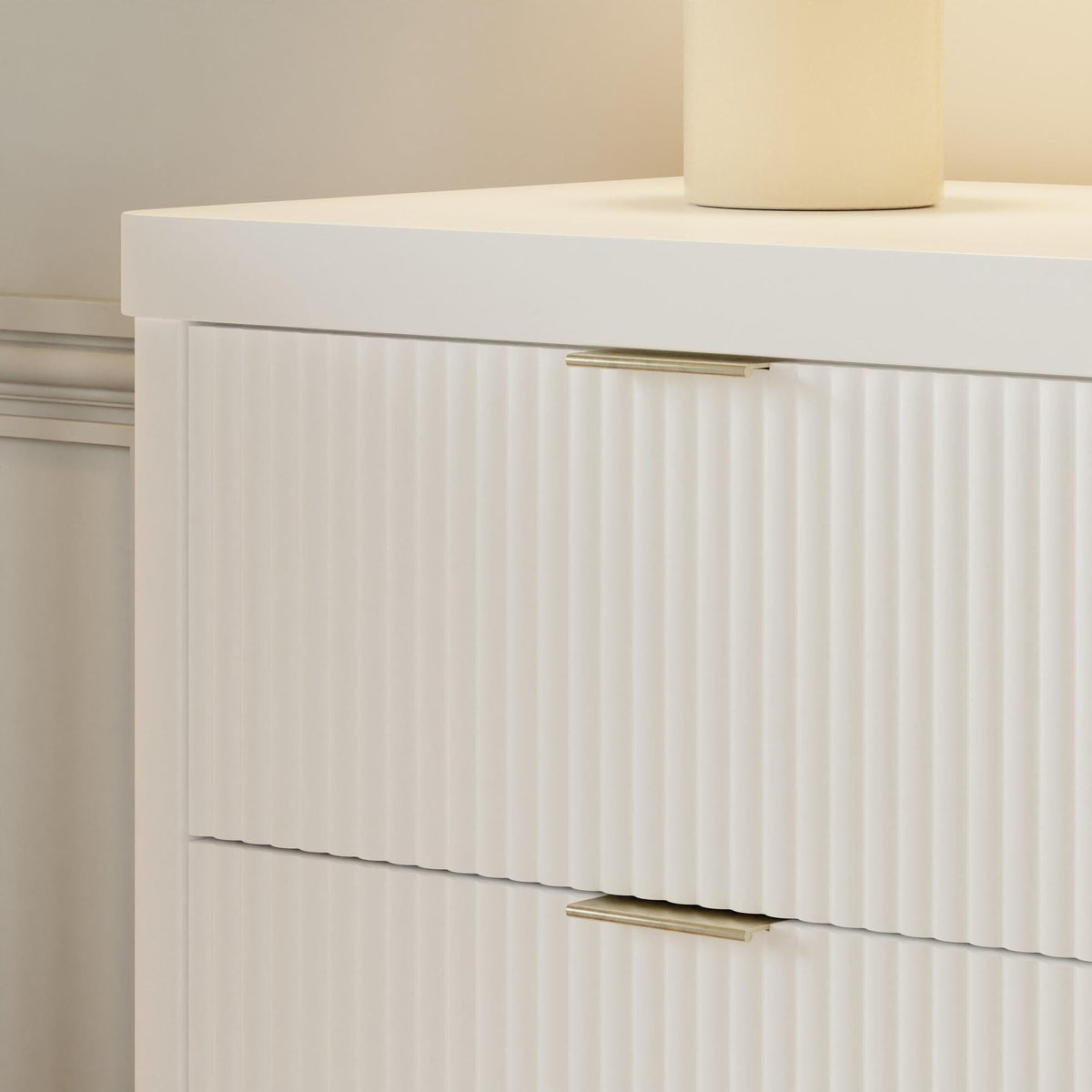 Namesake Dressers Warm White Namesake Brimsley Tambour 6-Drawer Dresser