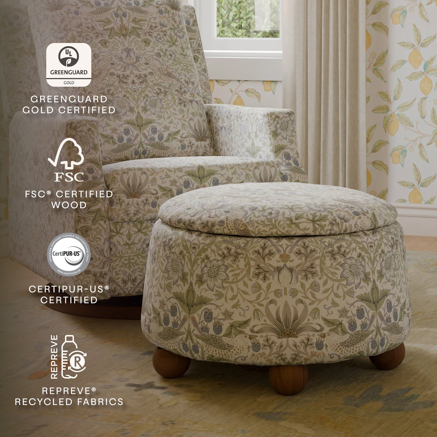 Namesake Gliders & Rockers Morris & Co. x Namesake Tuffet Storage Ottoman