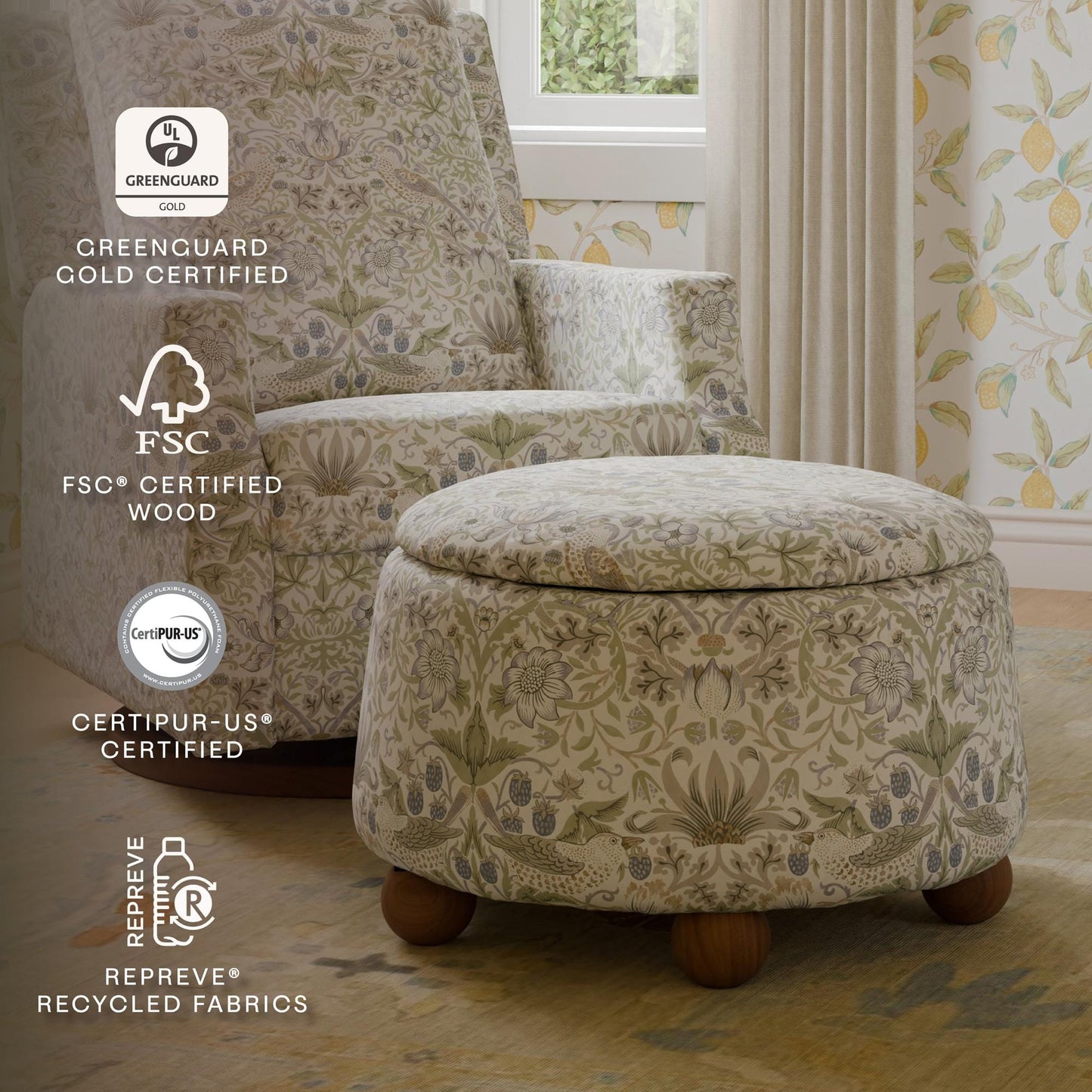 Namesake Gliders & Rockers Morris & Co. x Namesake Tuffet Storage Ottoman