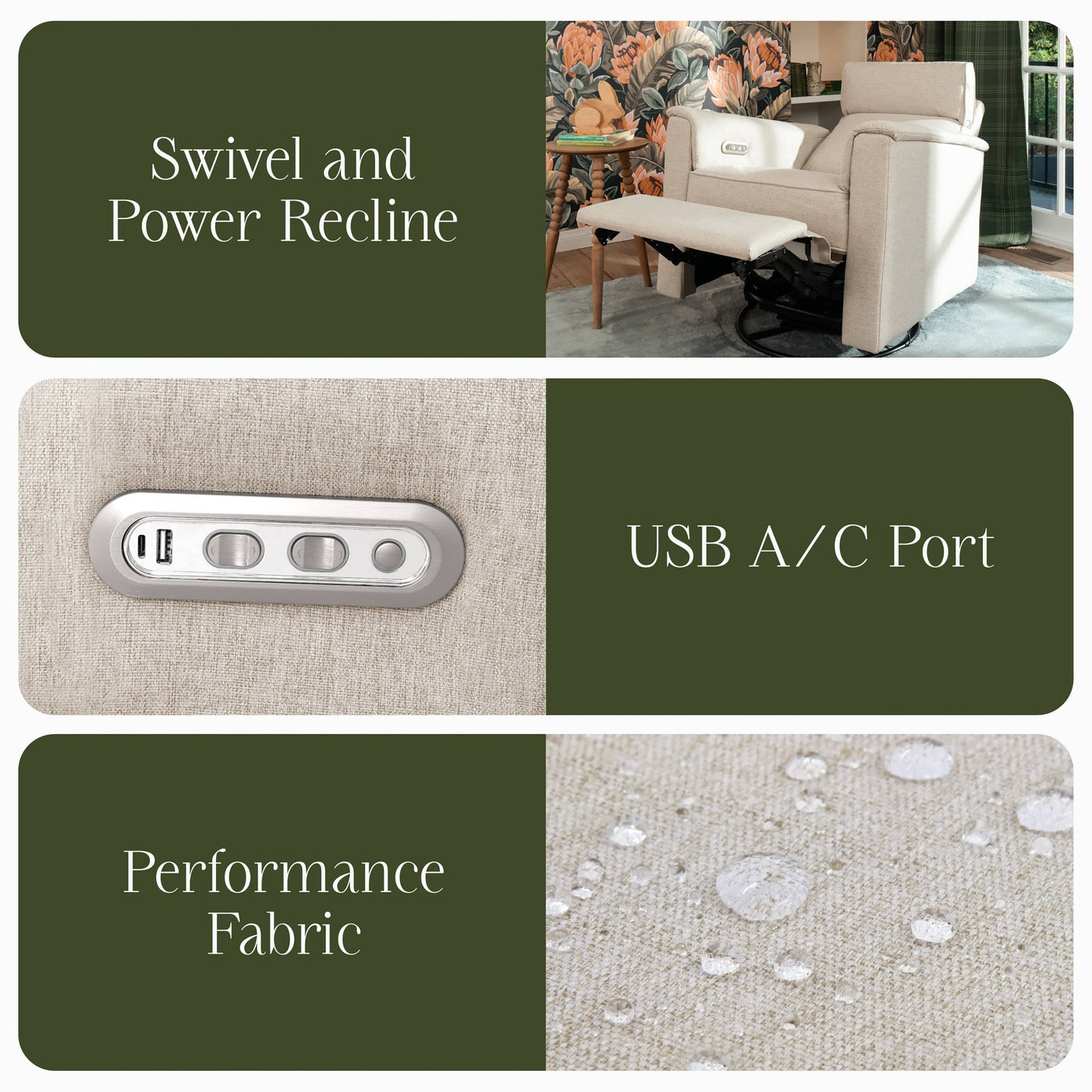 Namesake Gliders & Rockers Namesake Willa Plus Power Glider Recliner + Power Headrest