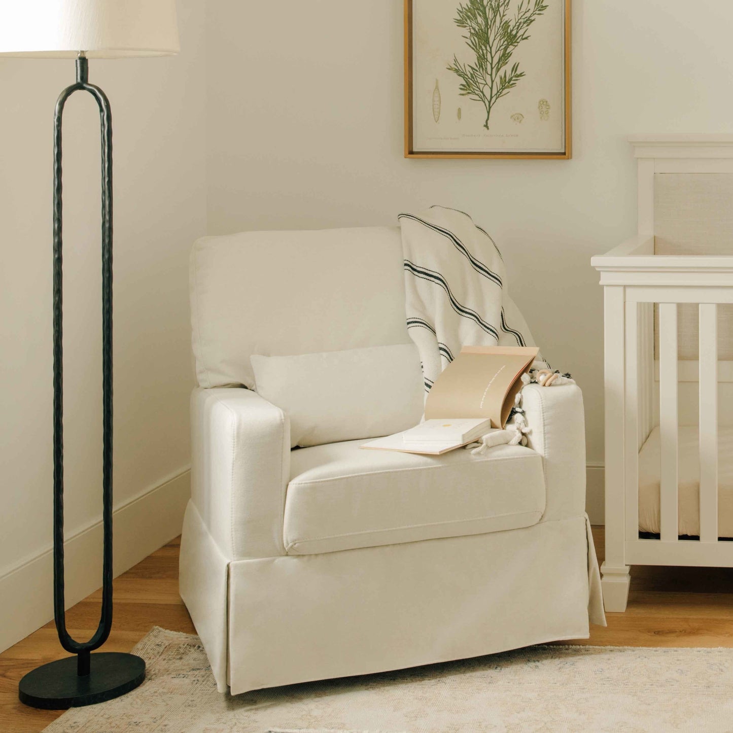 Namesake Gliders & Rockers Performance Cream Eco-Weave Namesake Crawford Pillowback Comfort Swivel Glider