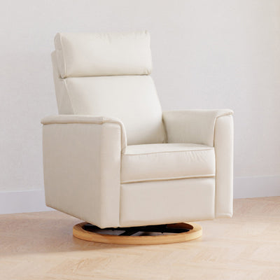 Namesake Gliders & Rockers Performance Cream Eco-Weave with Light Wood Base Namesake Willa Plus Power Glider Recliner + Power Headrest