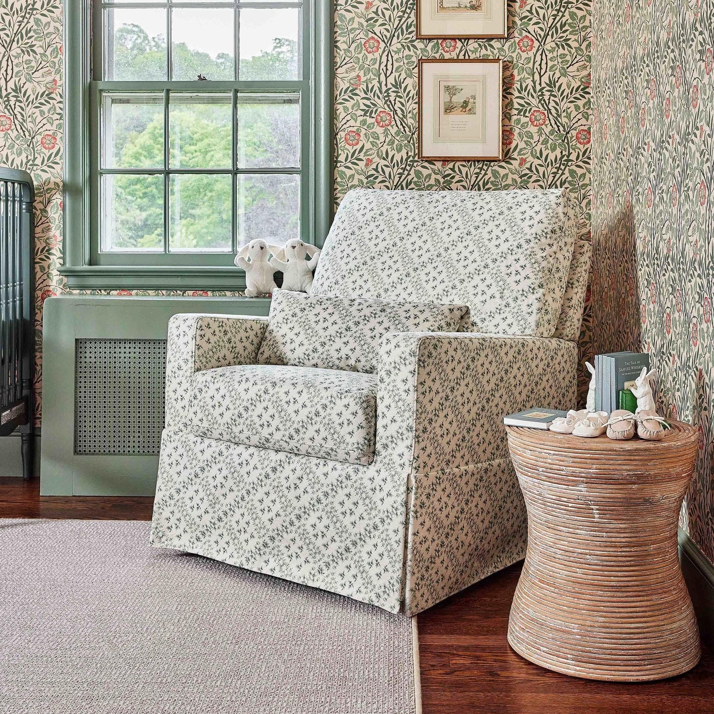 Namesake Gliders & Rockers Sarah Flint x Namesake Crawford Swivel Glider in Eco-Performance Fabric | Water Repellent & Stain Resistant