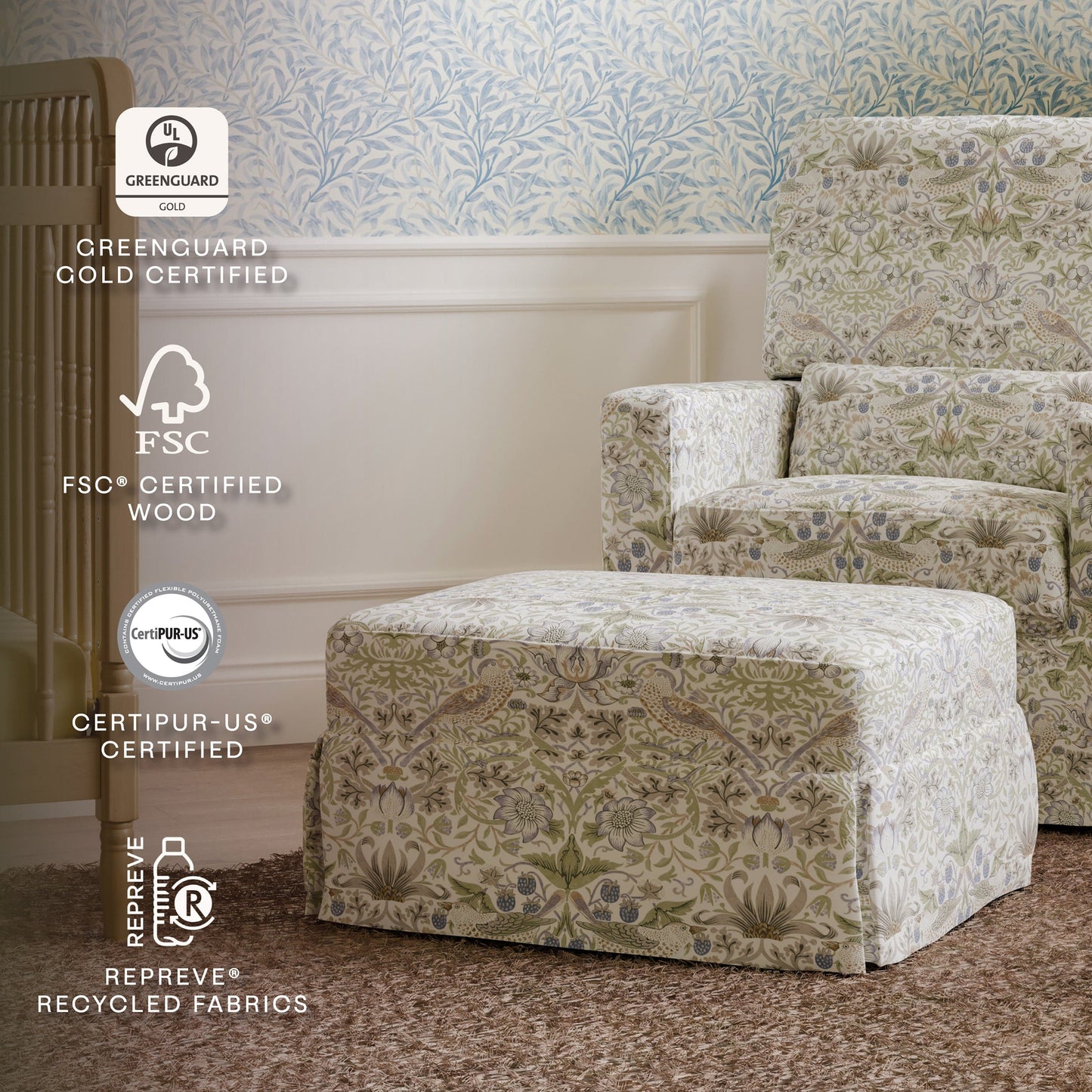 Namesake Ottomans Morris & Co. x Namesake Crawford Gliding Ottoman