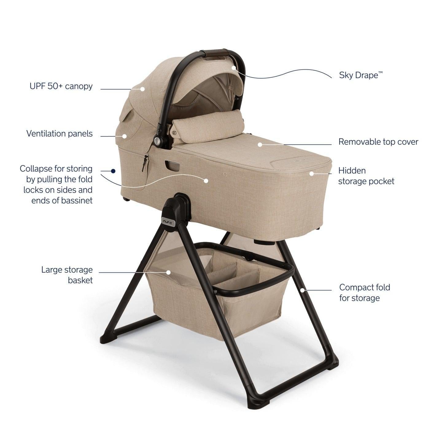 nuna bassinet for stroller Nuna Demi Next Bassinet + Stand Hazelwood