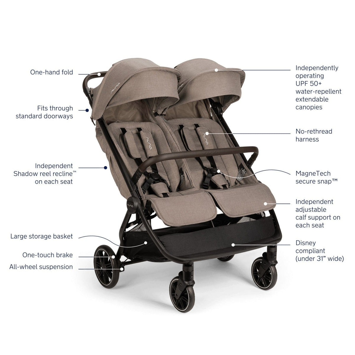 Nuna Strollers - Lightweight/Travel Nuna TRVL Dubl Stroller