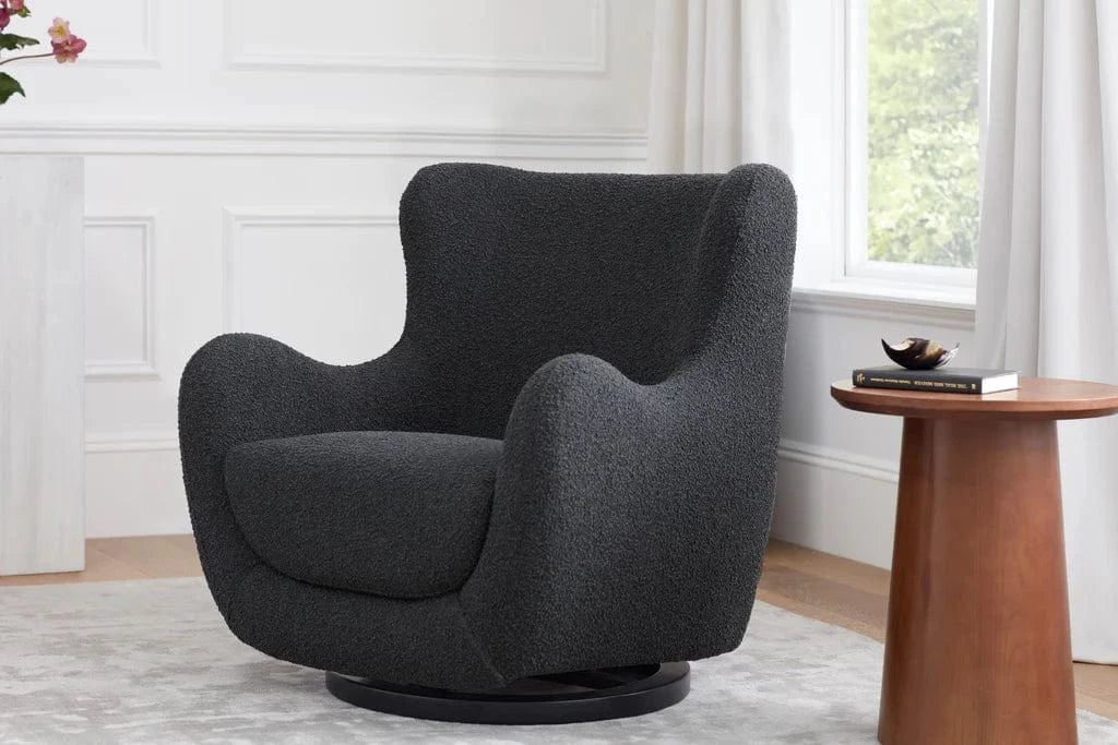 Nursery Works Gliders & Rockers Black Boucle with Black Wood Base Nursery Works Solstice Swivel Glider in Boucle