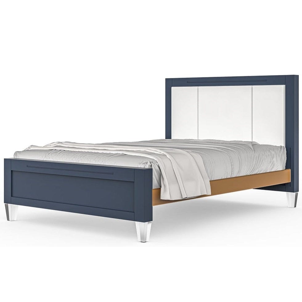 Romina Beds - Full Navy / Metallic Gold / Beige Linen Romina Millenario Full-Size Bed (Tufted)