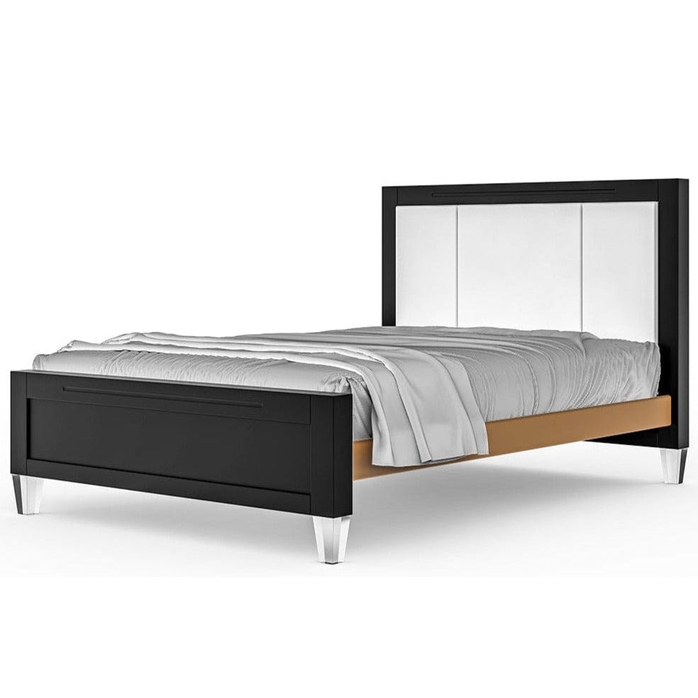 Romina Beds - Full Solid Black / Metallic Gold / Beige Linen Romina Millenario Full-Size Bed (Tufted)