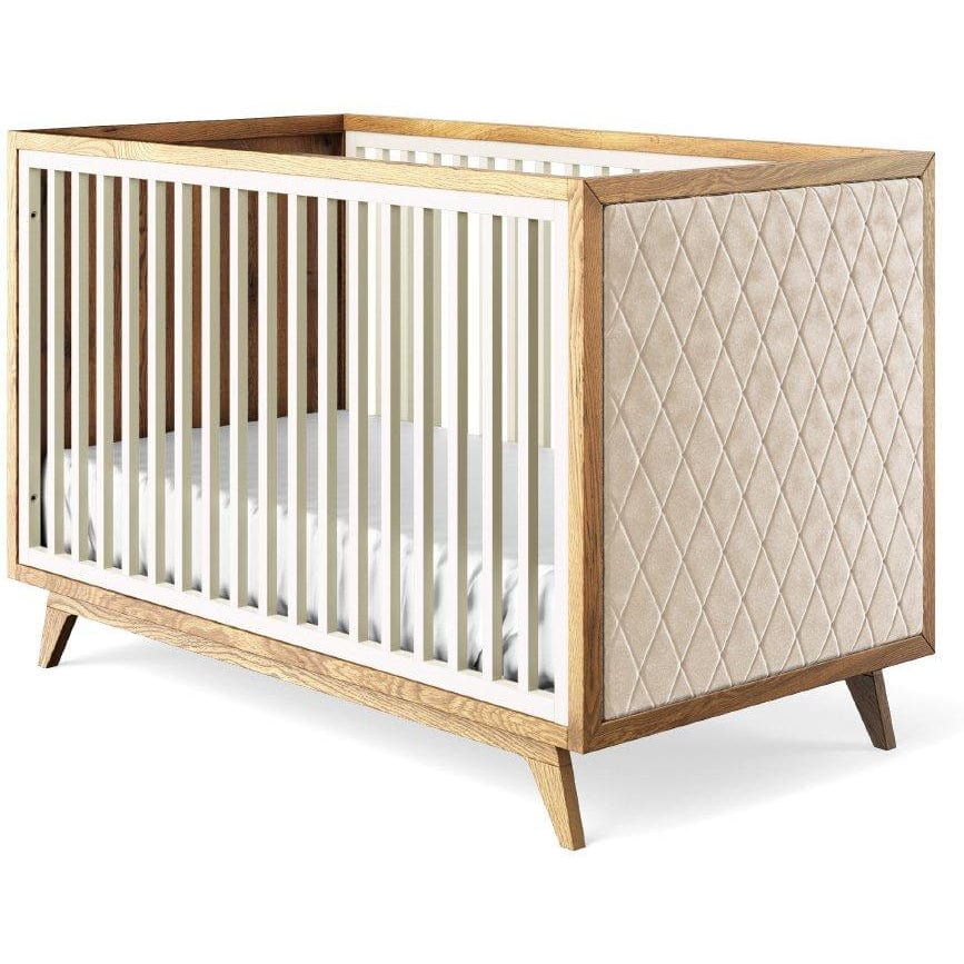 Romina Cribs Bianco Satinato / Beige Velvet Romina Uptown Classic Crib (Tufted Sides)