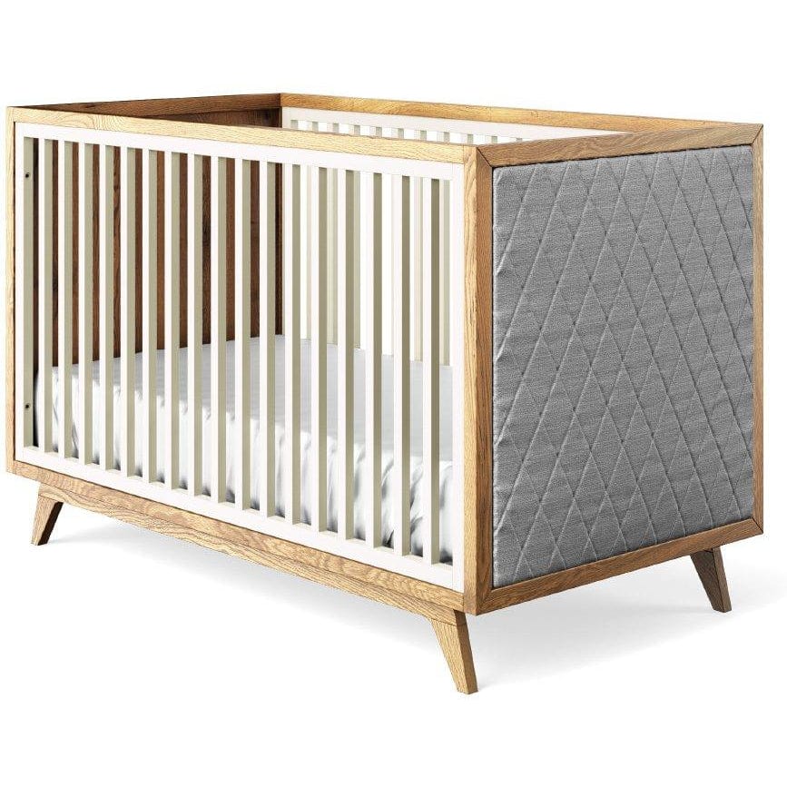 Romina Cribs Bianco Satinato / Grey Linen Romina Uptown Classic Crib (Tufted Sides)