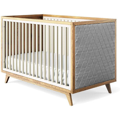 Romina Cribs Bianco Satinato / Grey Linen Romina Uptown Classic Crib (Tufted Sides)