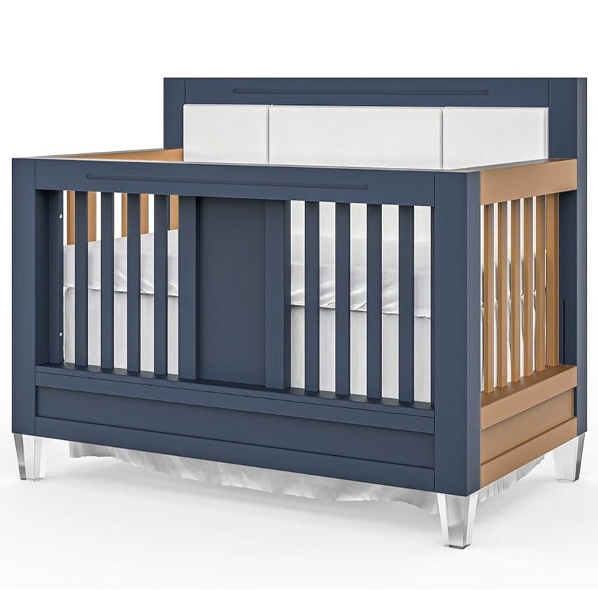 Romina Cribs Navy / Metallic Gold / Beige Linen Romina Millenario Convertible Crib (Tufted)