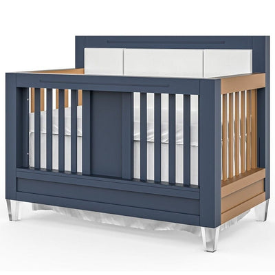 Romina Cribs Navy / Metallic Gold / Beige Linen Romina Millenario Convertible Crib (Tufted)