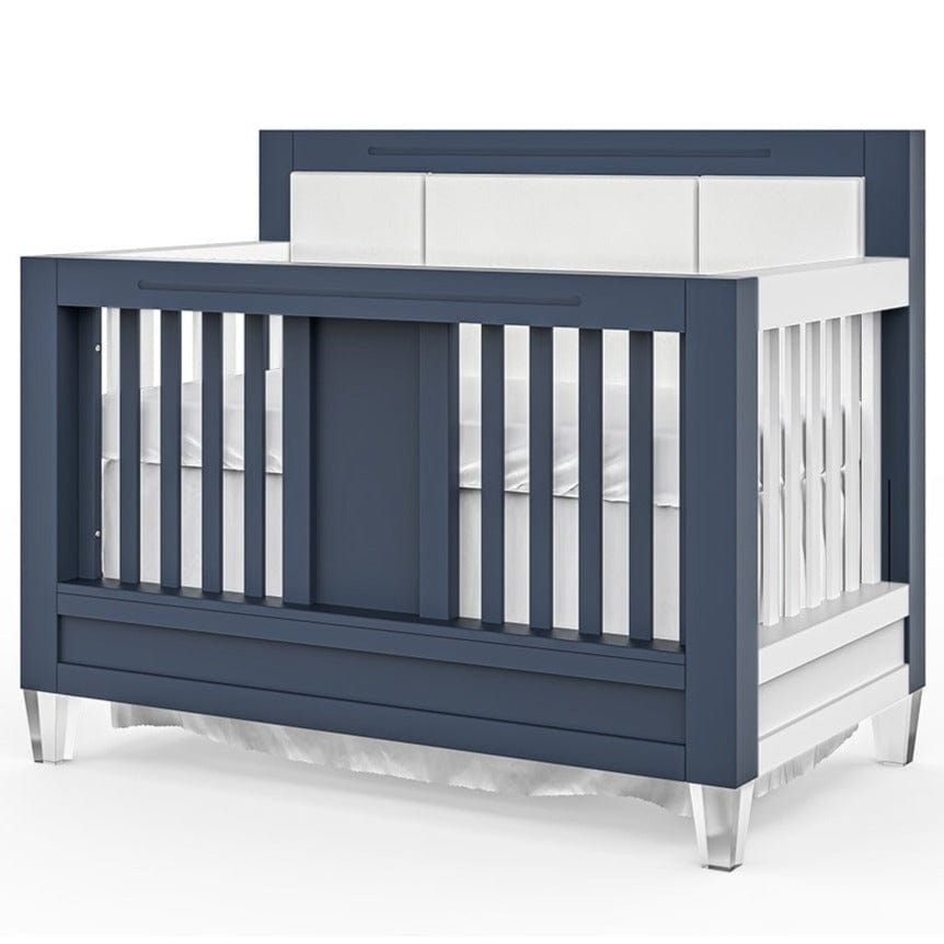 Romina Cribs Navy / Solid White / Beige Linen Romina Millenario Convertible Crib (Tufted)