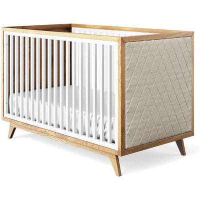 Romina Cribs Solid White / Beige Linen Romina Uptown Classic Crib (Tufted Sides)