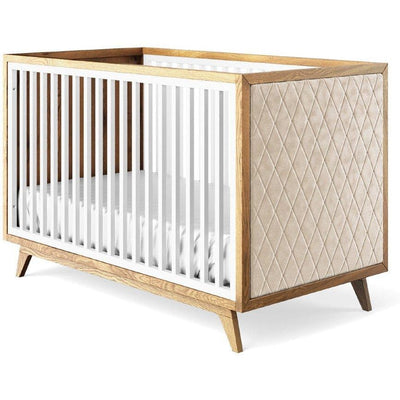 Romina Cribs Solid White / Beige Velvet Romina Uptown Classic Crib (Tufted Sides)