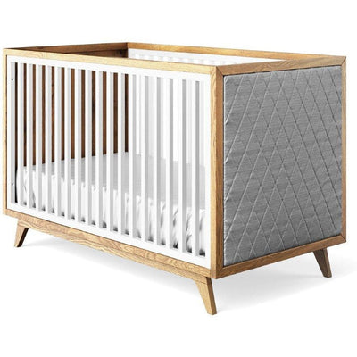Romina Cribs Solid White / Grey Linen Romina Uptown Classic Crib (Tufted Sides)